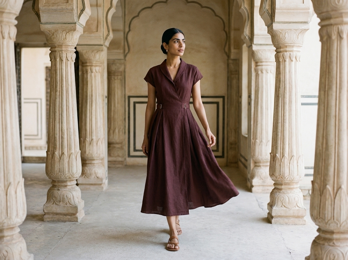 Center Stage dress — breathable natural-origin fabric for Indian women, all-day comfort